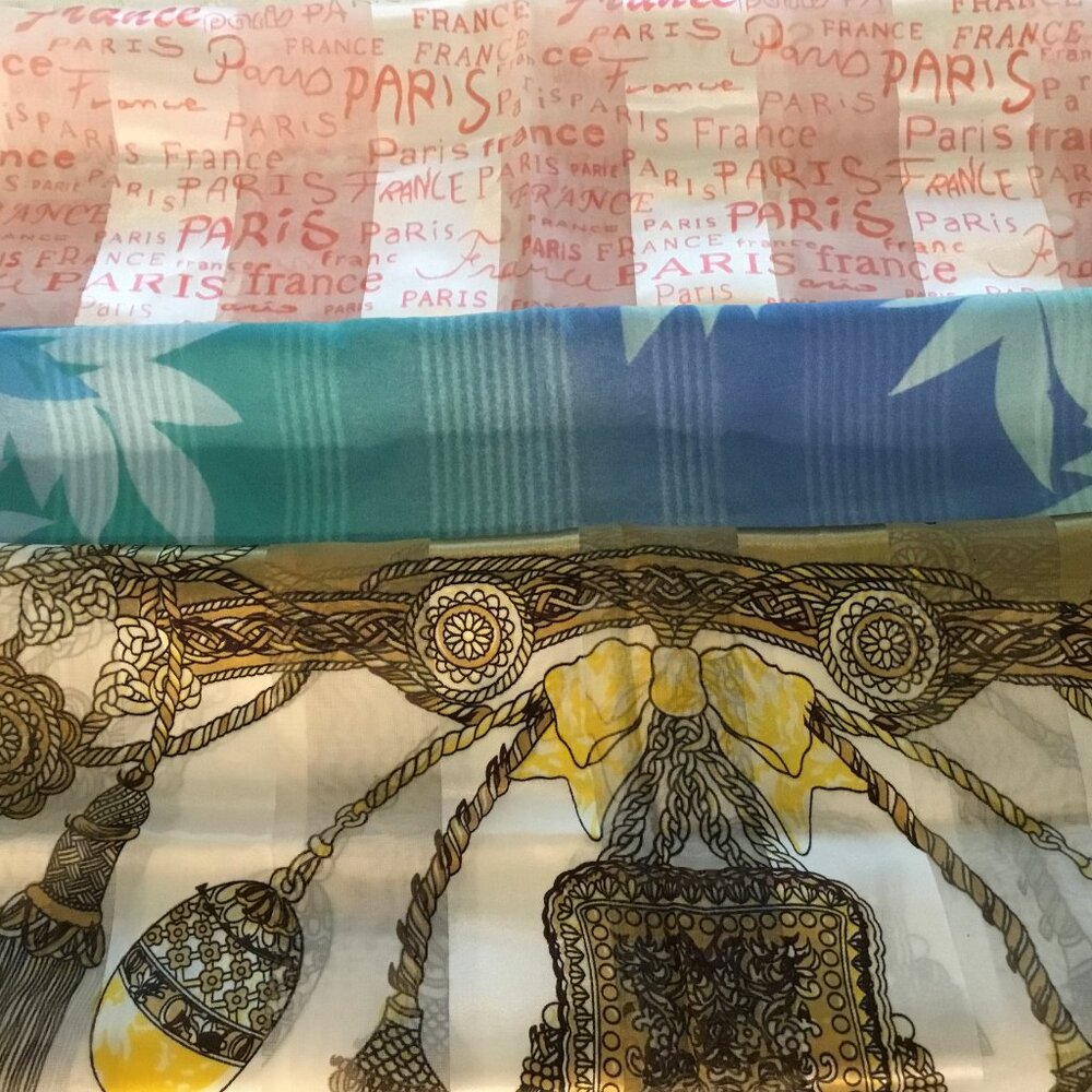 Set‎ of 3 Vintage Polyester Square Scarves